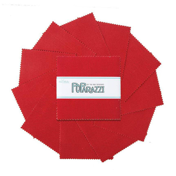 SALE POParazzi Red Charm Pack 5" Stacker Bundle - Riley Blake Designs - 42 piece Precut Pre cut - Tiny Squares - Quilting Cotton Fabric