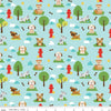 SALE Pets Dogs C13650 Aqua - Riley Blake Designs - Children's Dogs Trees Clouds Balls Fire Hydrants Bones  - Quilting Cotton Fabric