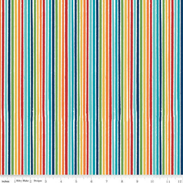 Fat Quarter End of Bolt - Pets Stripes C13656 Multi - Riley Blake Designs - Children's Stripe Striped  - Quilting Cotton Fabric