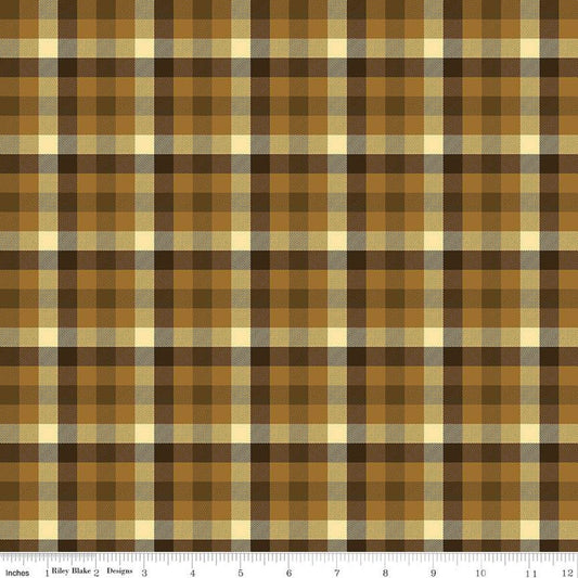 Fall's in Town Checked C13516 Brown - Riley Blake Designs - Thanksgiving Autumn 5/8" Checks Check - Quilting Cotton Fabric