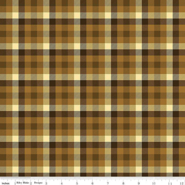 Fall's in Town Checked C13516 Brown by Riley Blake Designs - Thanksgiving Autumn 5/8" Checks Check - Quilting Cotton Fabric