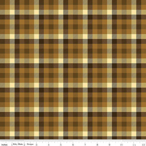 Fall's in Town Checked C13516 Brown by Riley Blake Designs - Thanksgiving Autumn 5/8" Checks Check - Quilting Cotton Fabric