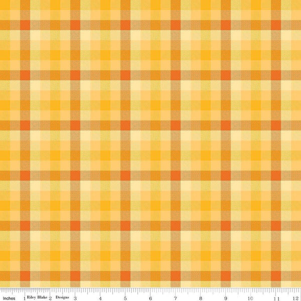 SALE Fall's in Town Checked C13516 Gold by Riley Blake Designs - Thanksgiving Autumn 5/8" Checks Check - Quilting Cotton Fabric