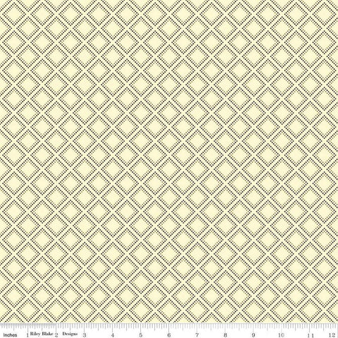 CLEARANCE Fall's in Town Grid C13517 Cream by Riley Blake Designs - Thanksgiving Autumn Lattice Squares Geometric - Quilting Cotton Fabric