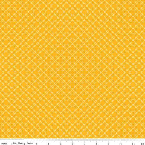 SALE Fall's in Town Grid C13517 Gold by Riley Blake Designs - Thanksgiving Autumn Lattice Squares Geometric - Quilting Cotton Fabric