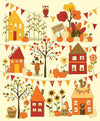 DEAL Fall's in Town Panel P13519 - Riley Blake Designs - Thanksgiving Autumn Houses Turkey Pumpkins Scarecrow Owl - Quilting Cotton Fabric