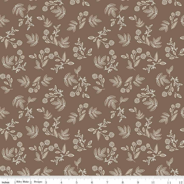 Shades of Autumn Sprigs C13474 Brown by Riley Blake Designs - Thanksgiving Fall Floral Flowers Leaves - Quilting Cotton Fabric