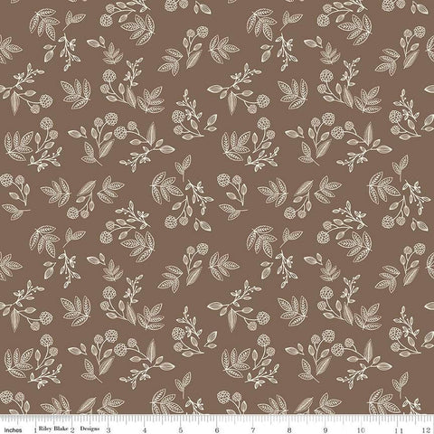 SALE Shades of Autumn Sprigs C13474 Brown by Riley Blake Designs - Thanksgiving Fall Floral Flowers Leaves - Quilting Cotton Fabric