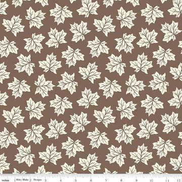 SALE Shades of Autumn Leaves C13472 Brown - Riley Blake Designs - Thanksgiving Fall Cream Leaves - Quilting Cotton Fabric