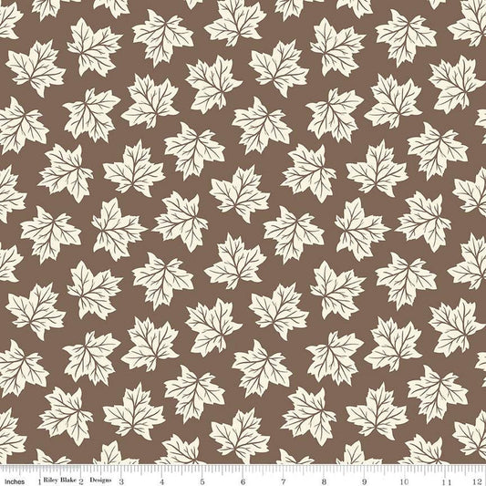 SALE Shades of Autumn Leaves C13472 Brown - Riley Blake Designs - Thanksgiving Fall Cream Leaves - Quilting Cotton Fabric