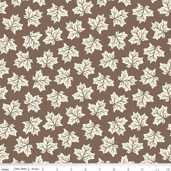 Shades of Autumn Leaves C13472 Brown by Riley Blake Designs - Thanksgiving Fall Cream Leaves - Quilting Cotton Fabric