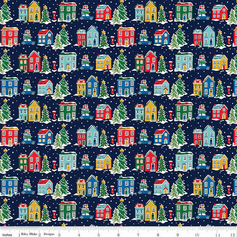 30" End of Bolt - Deck the Halls Holiday Village B 01666880B - Riley Blake - Christmas Houses -  Liberty Fabrics  - Quilting Cotton Fabric