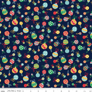 33" End of Bolt - Deck the Halls Tumbling Baubles B 01666882B - Riley Blake - Christmas Ornaments -  Liberty Fabrics  - Quilting Cotton