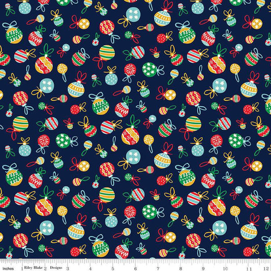 33" End of Bolt - Deck the Halls Tumbling Baubles B 01666882B - Riley Blake - Christmas Ornaments -  Liberty Fabrics  - Quilting Cotton
