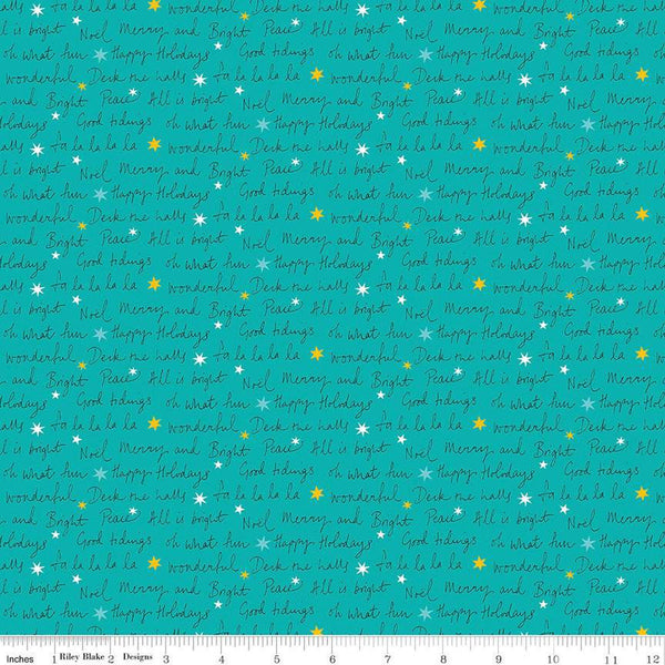 SALE Deck the Halls Well Wishes A 01666883A - Riley Blake Designs - Christmas Text Stars -  Liberty Fabrics  - Quilting Cotton Fabric