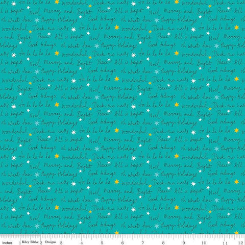SALE Deck the Halls Well Wishes A 01666883A - Riley Blake Designs - Christmas Text Stars -  Liberty Fabrics  - Quilting Cotton Fabric