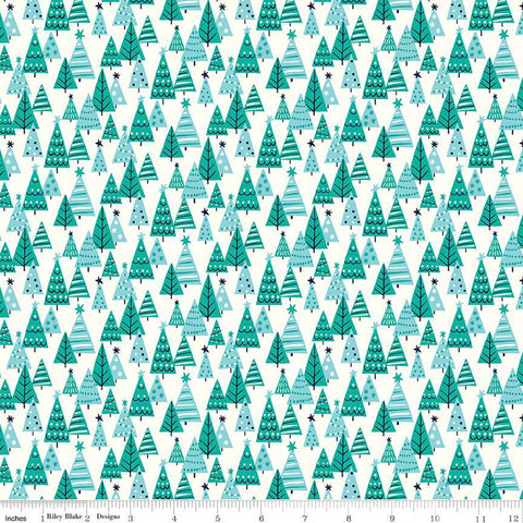 SALE Deck the Halls Happy Forest A 01666884A - Riley Blake Designs - Christmas Trees -  Liberty Fabrics  - Quilting Cotton Fabric
