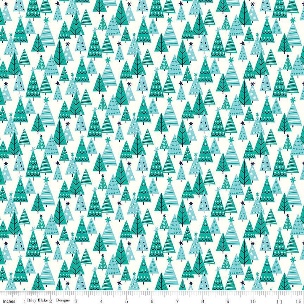 Deck the Halls Happy Forest A 01666884A - Riley Blake Designs - Christmas Trees -  Liberty Fabrics  - Quilting Cotton Fabric