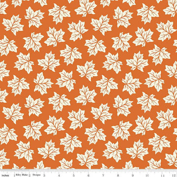 DEAL Shades of Autumn Leaves C13472 Orange - Riley Blake Designs - Thanksgiving Fall Cream Leaves - Quilting Cotton Fabric