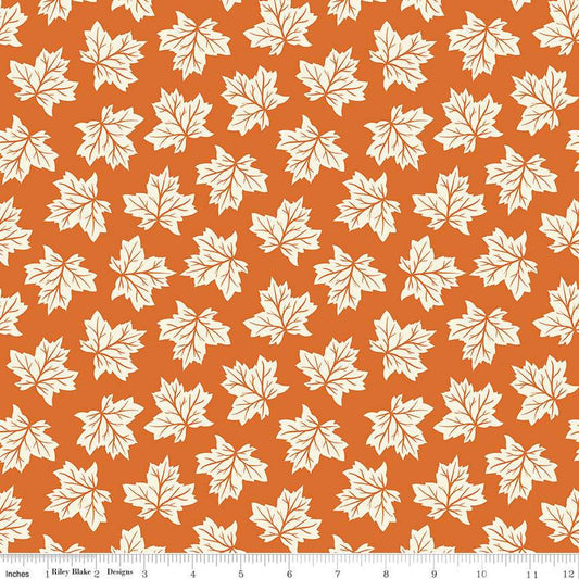 DEAL Shades of Autumn Leaves C13472 Orange - Riley Blake Designs - Thanksgiving Fall Cream Leaves - Quilting Cotton Fabric
