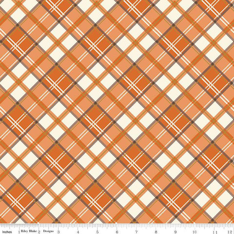 SALE Shades of Autumn Plaid SC13476 Orange SPARKLE - Riley Blake Designs - Thanksgiving Fall Diagonal Gold SPARKLE - Quilting Cotton Fabric
