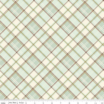 DEAL Shades of Autumn Plaid SC13476 Tea Green SPARKLE - Riley Blake - Thanksgiving Fall Diagonal Gold SPARKLE - Quilting Cotton Fabric