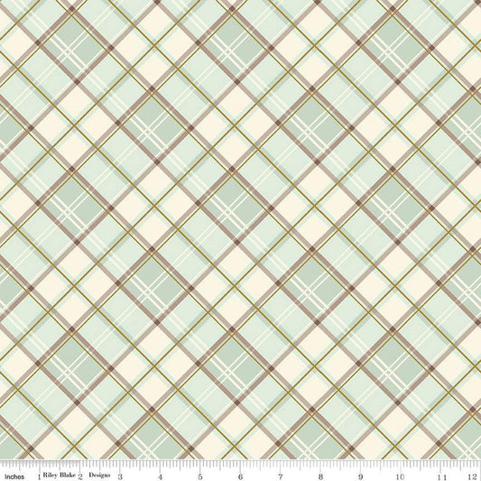 DEAL Shades of Autumn Plaid SC13476 Tea Green SPARKLE - Riley Blake - Thanksgiving Fall Diagonal Gold SPARKLE - Quilting Cotton Fabric