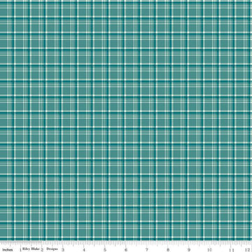14" End of Bolt - Arrival of Winter Plaid C13524 Teal by Riley Blake Designs - Quilting Cotton Fabric