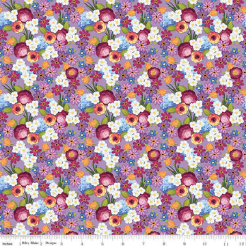 SALE Floralicious Flowers C13482 Lilac - Riley Blake Designs - Floral - Quilting Cotton Fabric