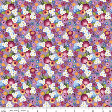 16" End of Bolt SALE Floralicious Flowers C13482 Lilac - Riley Blake Designs - Floral - Quilting Cotton Fabric