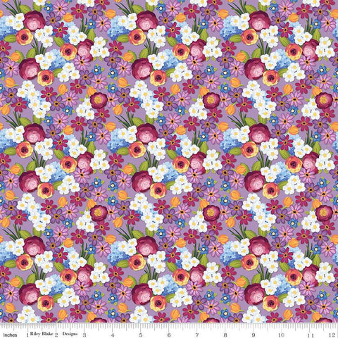 Floralicious Flowers C13482 Lilac - Riley Blake Designs - Floral - Quilting Cotton Fabric