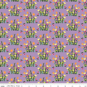 CLEARANCE Floralicious Stems C13483 Lilac - Riley Blake Designs - Floral Flowers - Quilting Cotton Fabric