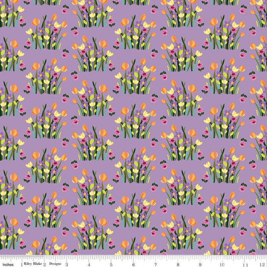 CLEARANCE Floralicious Stems C13483 Lilac - Riley Blake Designs - Floral Flowers - Quilting Cotton Fabric