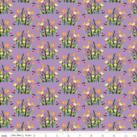 SALE Floralicious Stems C13483 Lilac - Riley Blake Designs - Floral Flowers - Quilting Cotton Fabric