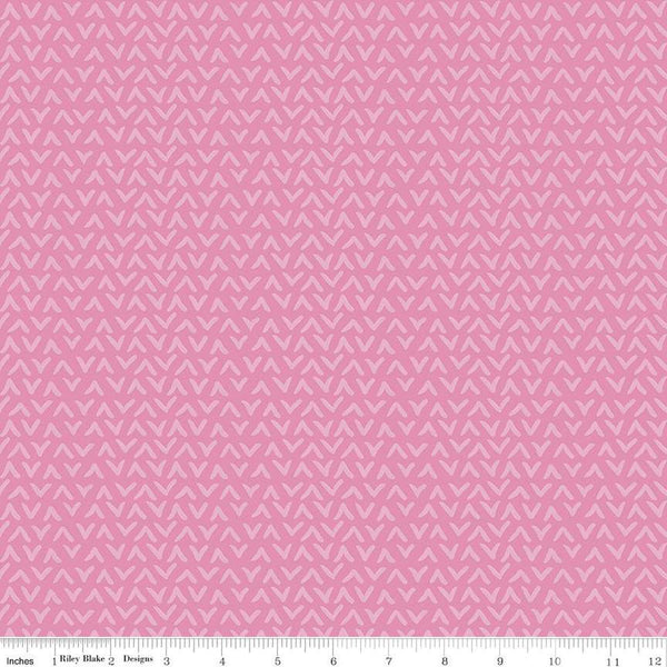 24" End of Bolt - Floralicious Tonal C13485 Pink - Riley Blake Designs - Tone-on-Tone Chevrons - Quilting Cotton Fabric