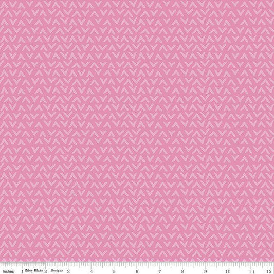 Fat Quarter End of Bolt - SALE Floralicious Tonal C13485 Pink - Riley Blake Designs - Tone-on-Tone Chevrons - Quilting Cotton Fabric