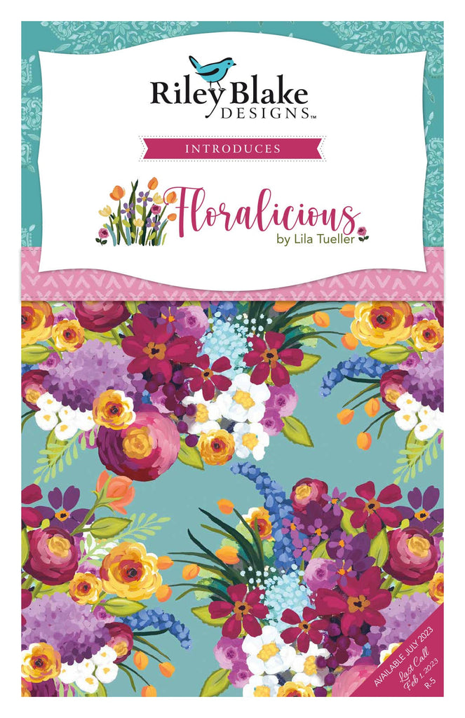 Floralicious Aqua Floral Stems Fabric by Lila Tueller - Riley Blake Fabrics