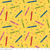 SALE Colors of Kindness Crayons C13681 Yellow - Riley Blake Designs - Crayola Squiggles Dots - Quilting Cotton Fabric - Licensed Product