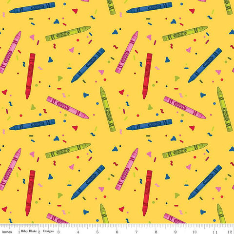 Colors of Kindness Crayons C13681 Yellow by Riley Blake Designs - Crayola Squiggles Dots Dashes - Quilting Cotton Fabric