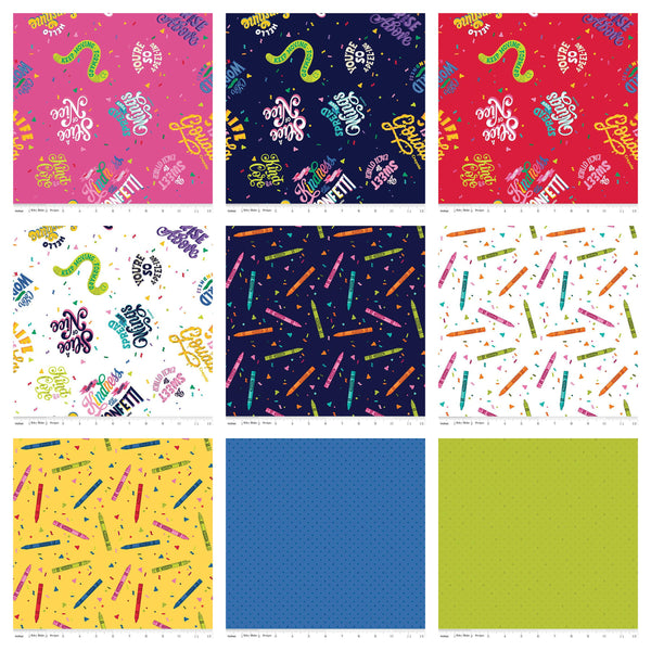 SALE Colors of Kindness Fat Quarter Bundle 18 pieces - Riley Blake Designs - Pre Cut Precut - Crayola - Quilting Cotton Fabric