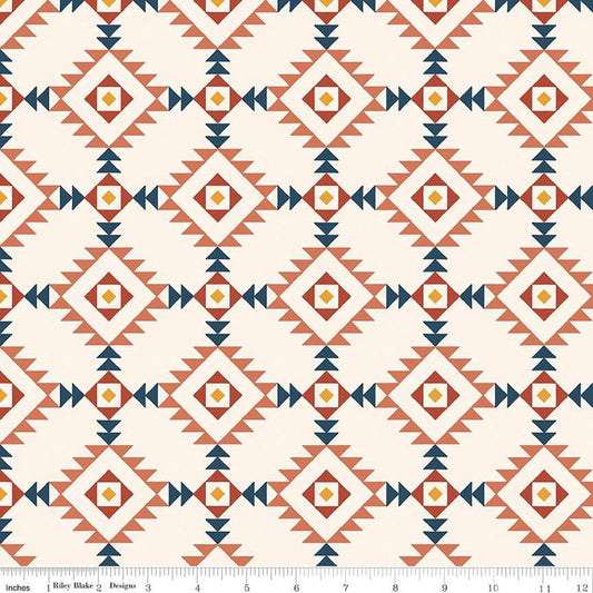 SALE Santa Fe Triangles C13381 Cream - Riley Blake Designs - Geometric Southwest Southwestern - Quilting Cotton Fabric