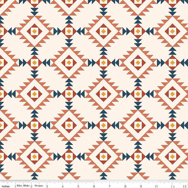 SALE Santa Fe Triangles C13381 Cream by Riley Blake Designs - Geometric Southwest Southwestern - Quilting Cotton Fabric