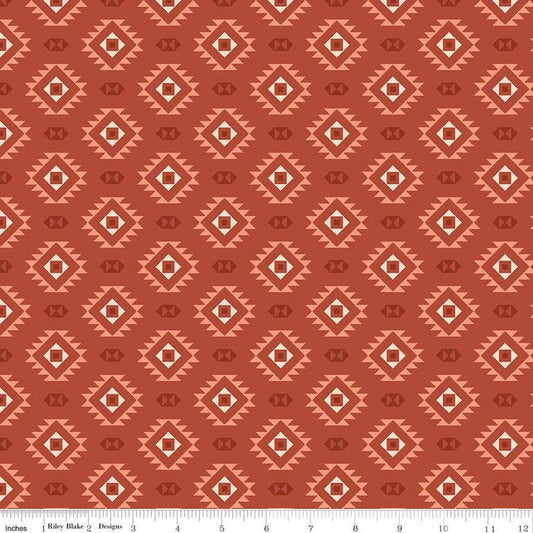 Santa Fe Motifs C13383 Rust - Riley Blake Designs - Geometric Southwest Southwestern - Quilting Cotton Fabric