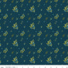 22" End of Bolt - Arrival of Winter Branches C13521 Navy by Riley Blake Designs - Leaves Berries - Quilting Cotton Fabric