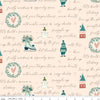 33" End of Bolt - Arrival of Winter Text C13522 Blush by Riley Blake Designs - Icons Snowmen Wreaths Skates Houses - Quilting Cotton Fabric