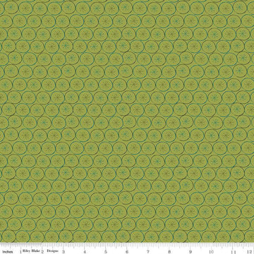 SALE Arrival of Winter Flakes C13525 Green - Riley Blake Designs - Circles Snowflakes  - Quilting Cotton Fabric