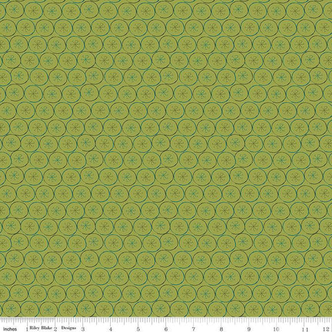 Arrival of Winter Flakes C13525 Green - Riley Blake Designs - Circles Snowflakes  - Quilting Cotton Fabric