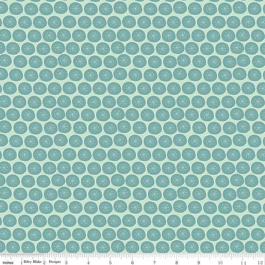 Arrival of Winter Flakes C13525 Mint - Riley Blake Designs - Snowflakes Circles - Quilting Cotton Fabric