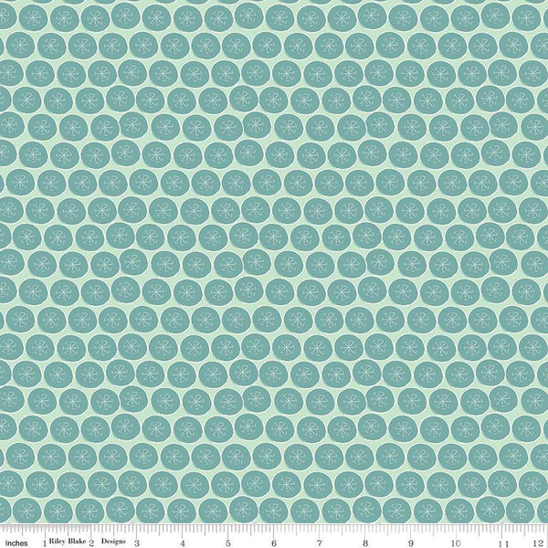 Arrival of Winter Flakes C13525 Mint by Riley Blake Designs - Snowflakes Circles - Quilting Cotton Fabric