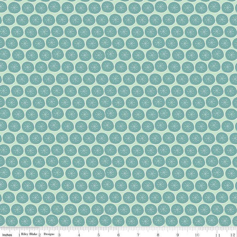 Arrival of Winter Flakes C13525 Mint by Riley Blake Designs - Snowflakes Circles - Quilting Cotton Fabric